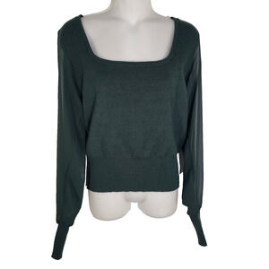 Apricot Womens Sweater Square Neck Chiffon Sleeve Green Size 8 Green Knit Jumper